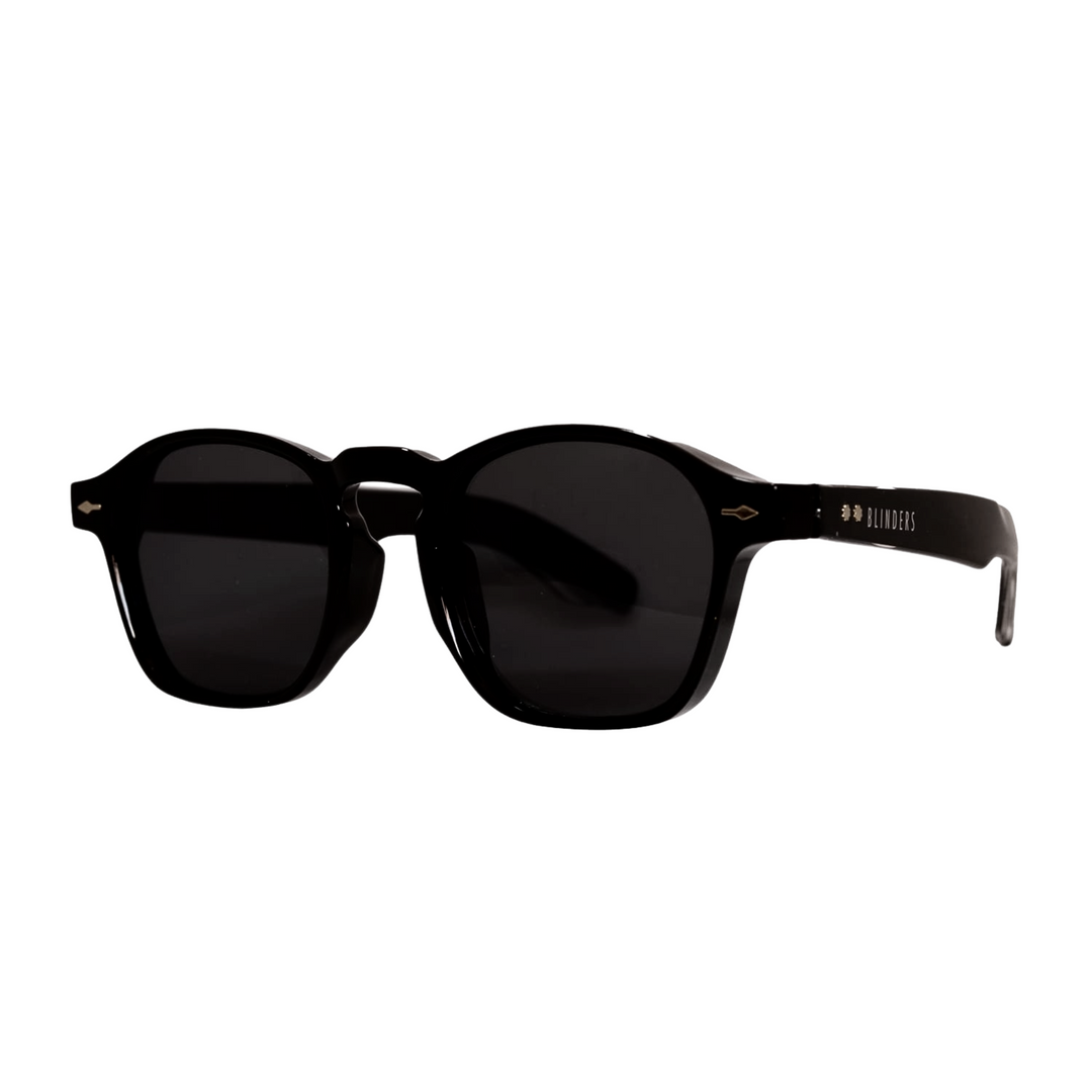 Lentes de sol Blinders Black Venice con marco redondo negro y lentes negros, estilo unisex UV400