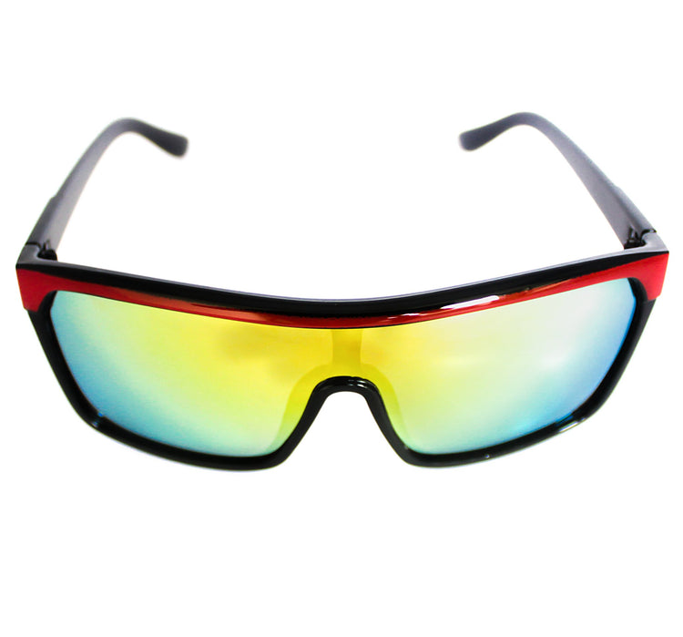 Lentes de sol rectangulares largos verdes tornasolados Sunset Wave - Blinders Online Store