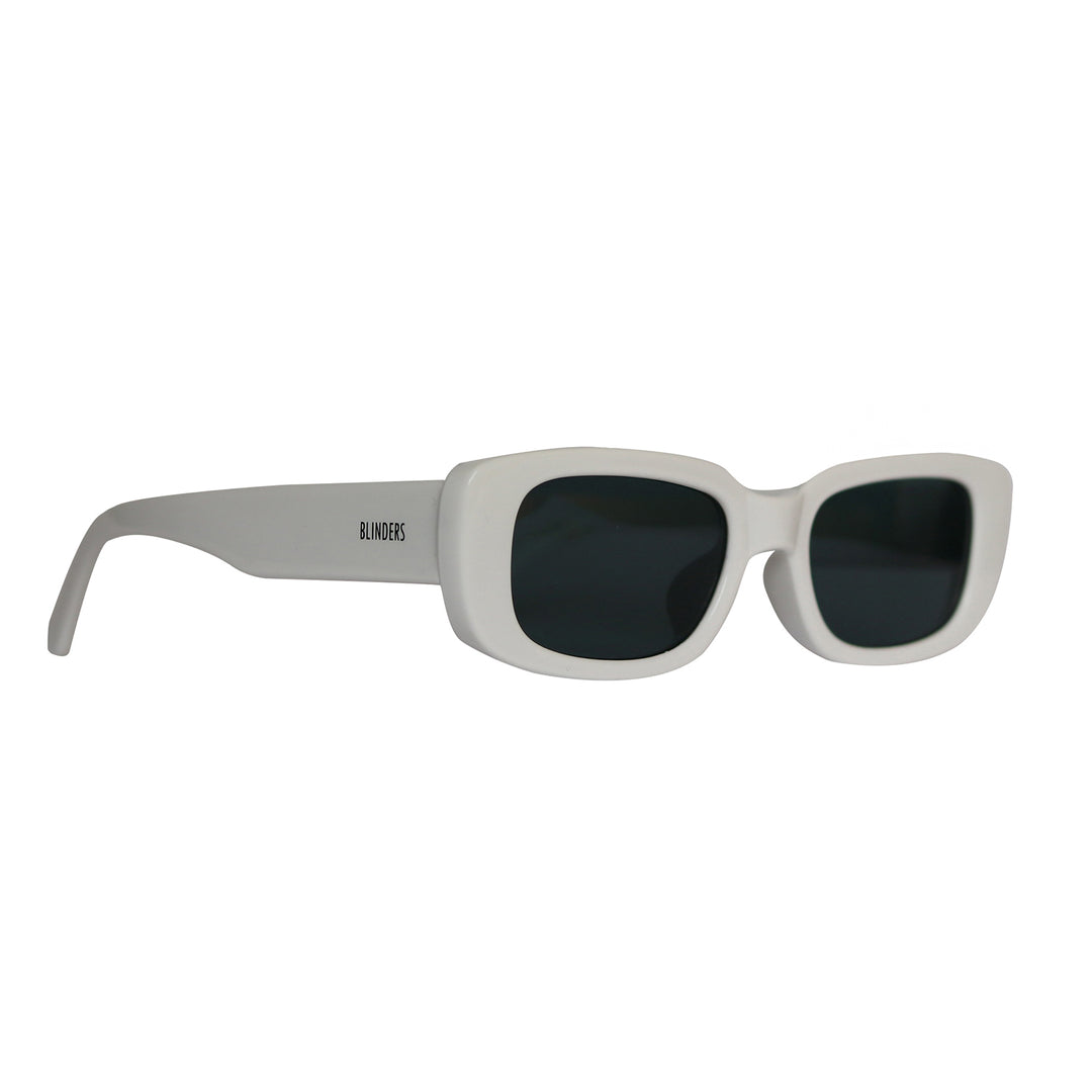 Lentes de sol Blinders Snow Dope con marco redondo blanco y lentes negros, estilo unisex UV400 - Blinders Online Store