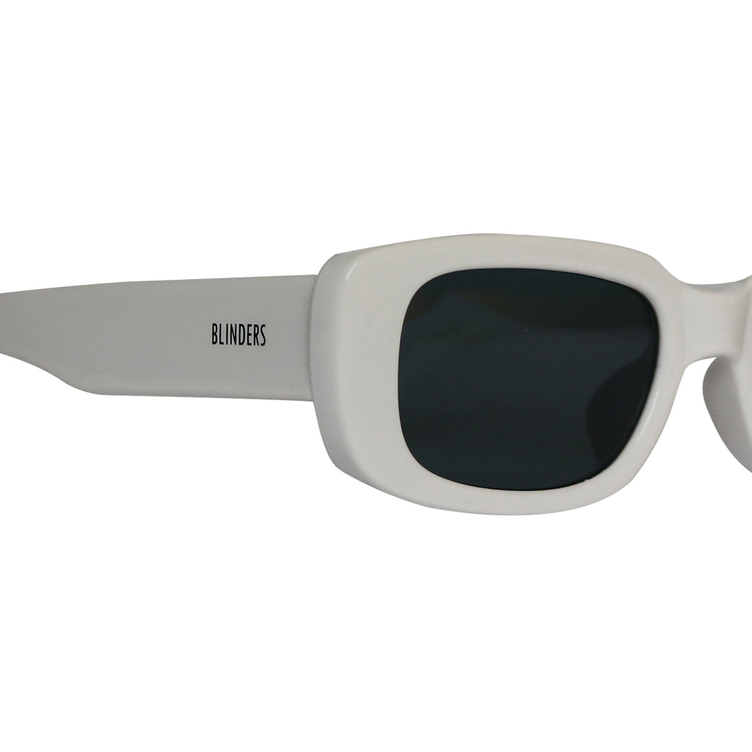 Lentes de sol Blinders Snow Dope con marco redondo blanco y lentes negros, estilo unisex UV400 - Blinders Online Store

