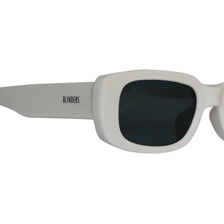 Lentes de sol Blinders Snow Dope con marco redondo blanco y lentes negros, estilo unisex UV400 - Blinders Online Store
