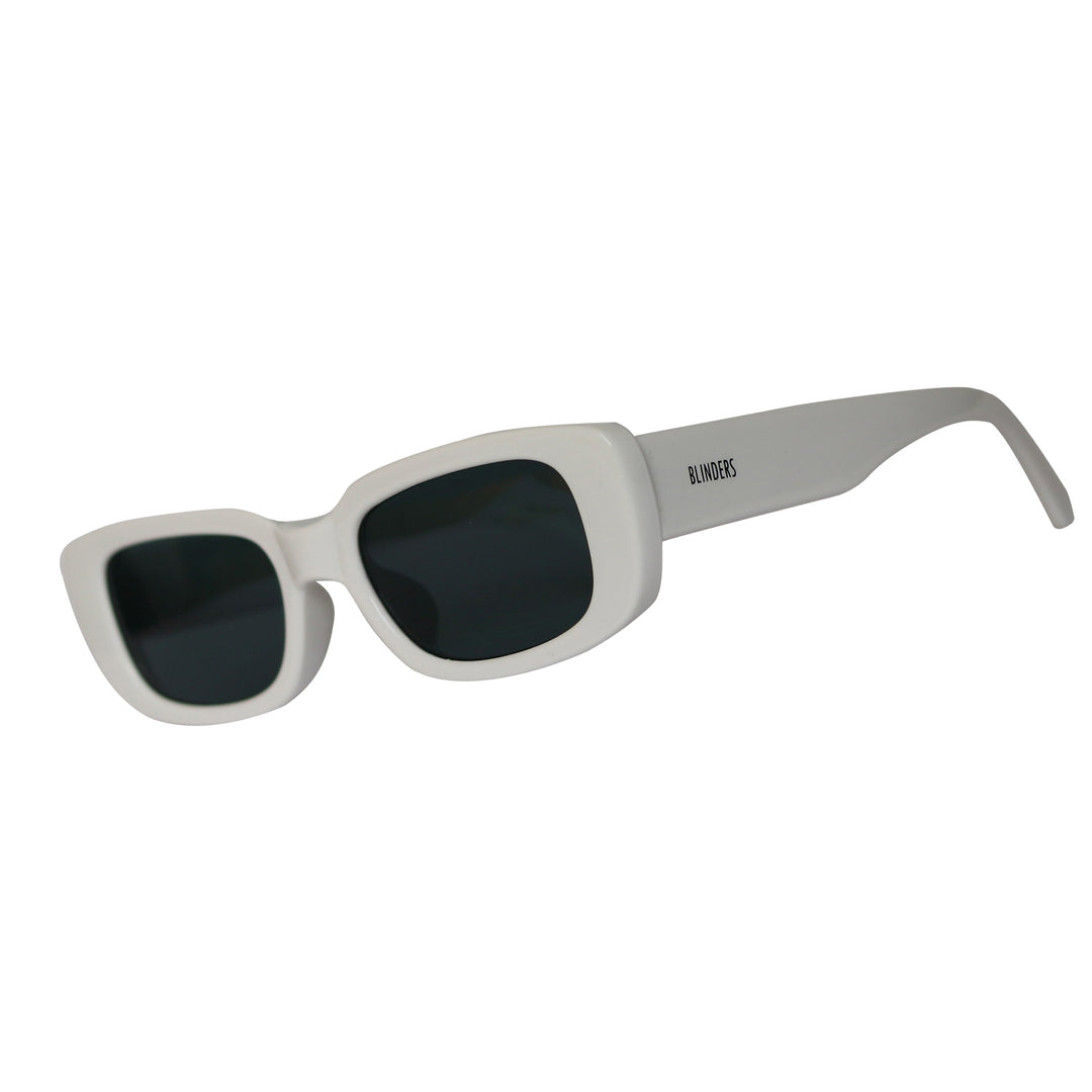Lentes de sol Blinders Snow Dope con marco redondo blanco y lentes negros, estilo unisex UV400 - Blinders Online Store