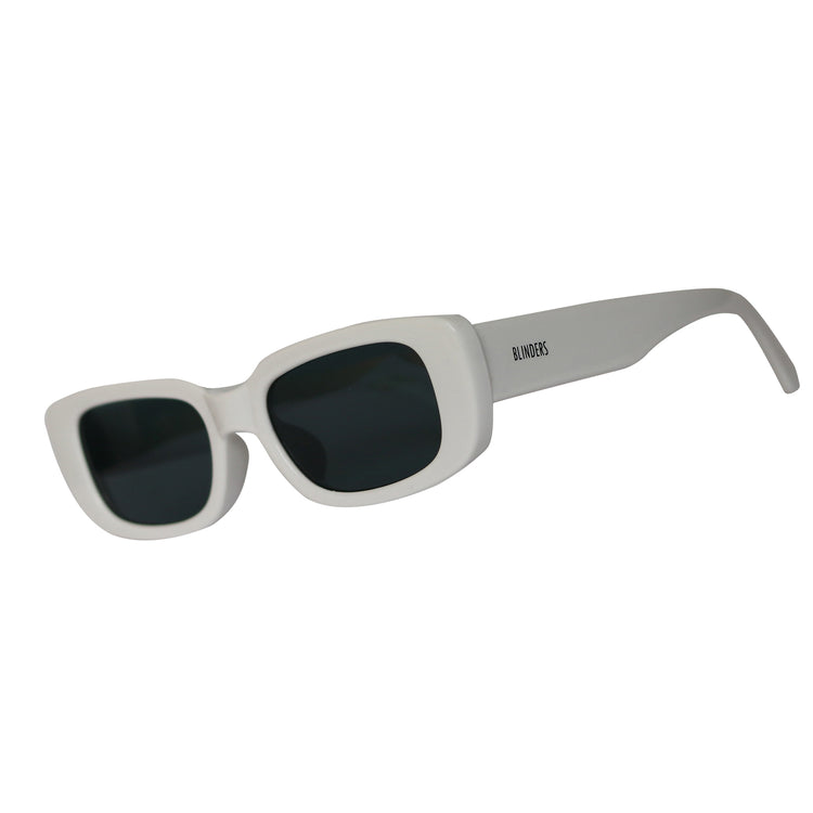 Lentes de sol Blinders Snow Dope con marco redondo blanco y lentes negros, estilo unisex UV400 - Blinders Online Store