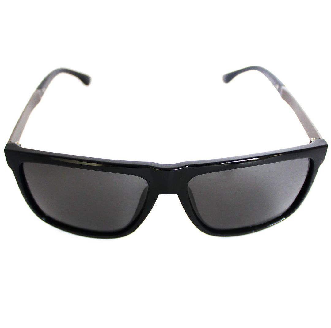 Lentes de sol Blinders Black Walker frontal con marco negro y lentes espejados negros, estilo unisex UV400