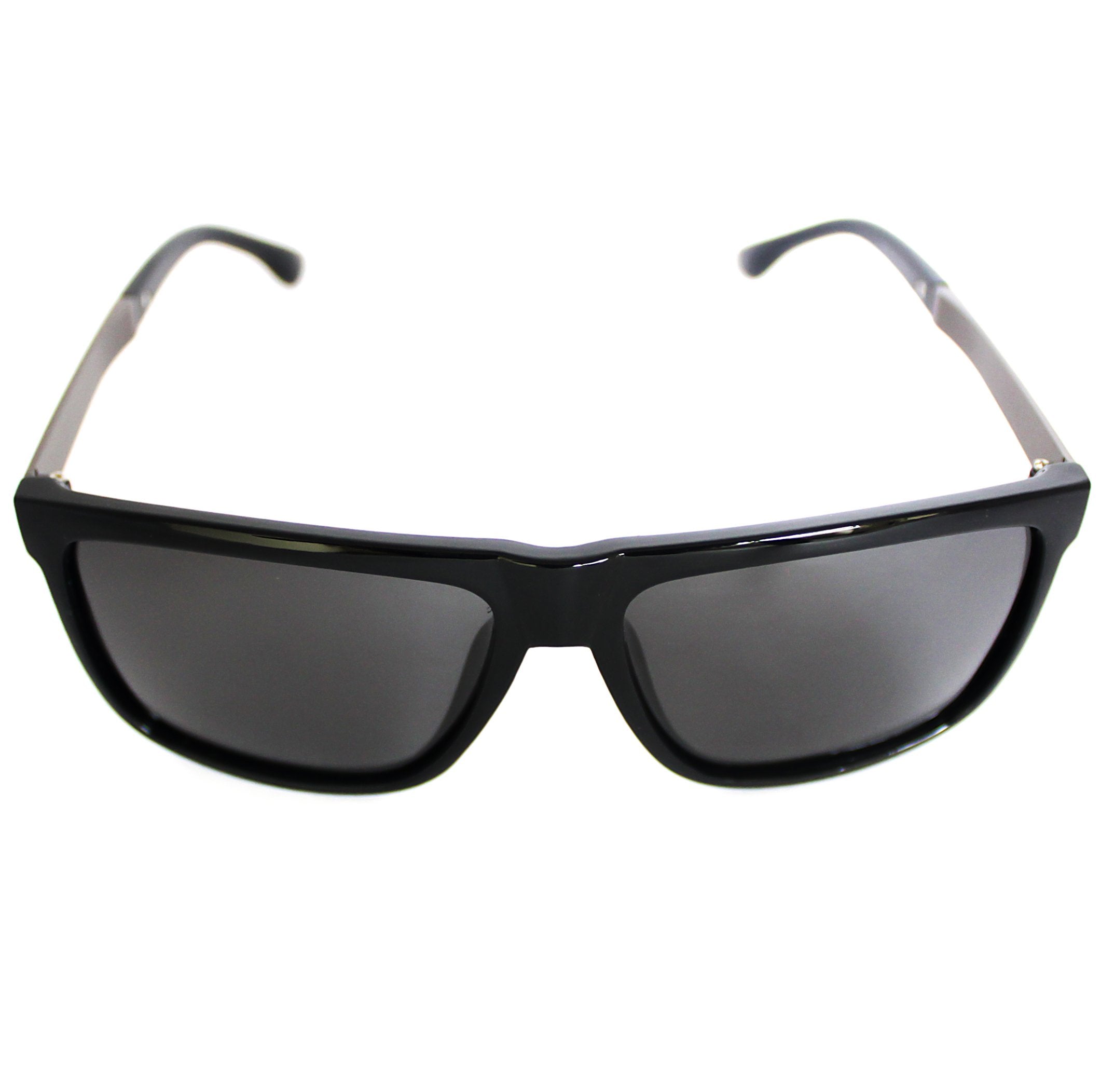 Lentes de sol Blinders Black Walker frontal con marco negro y lentes espejados negros, estilo unisex UV400