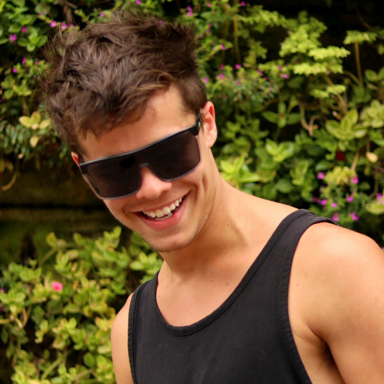 Lentes de sol rectangulares largos negros Dark Wave hombres - Blinders Online Store